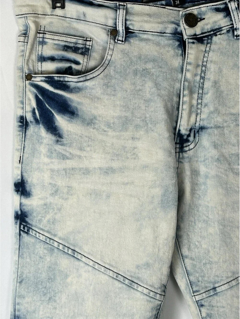 Reason Brand Blue and White Tie Dye Straight Leg Jeans   Size 34